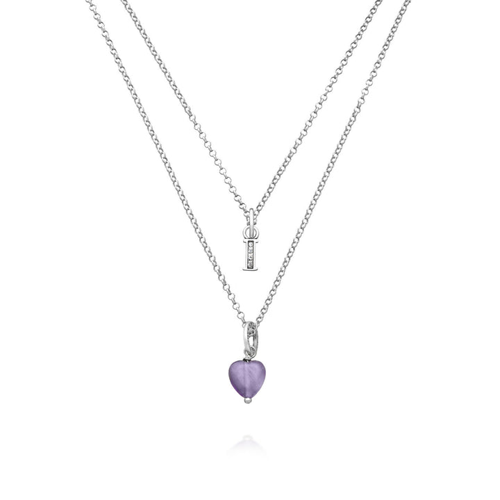 Colier Giovanni Raspini cadou prețios litera I Colier din argint 925, ametist și zirconi X01486