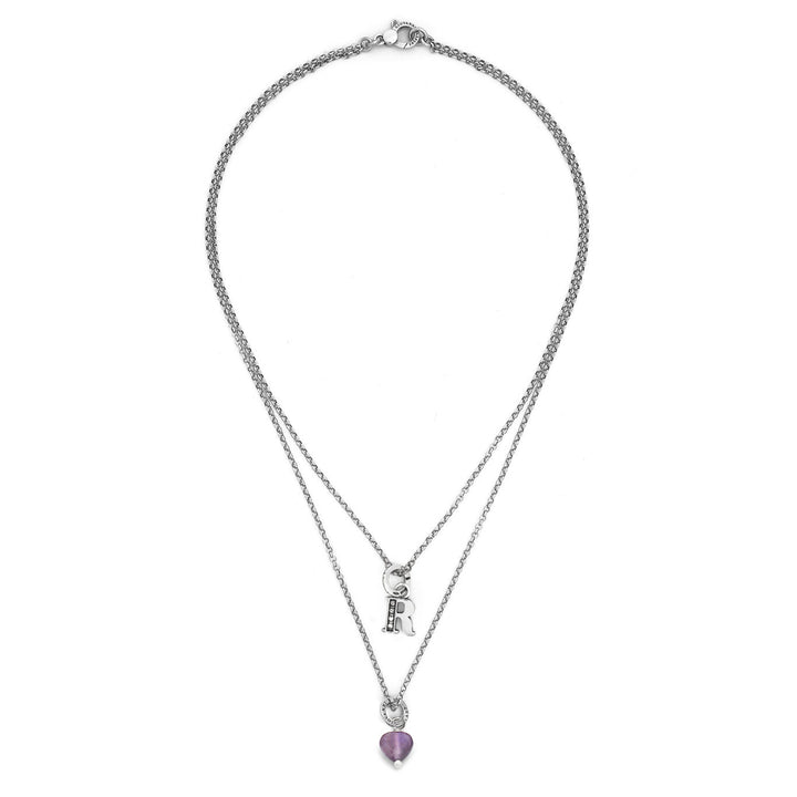 Giovanni Raspini ketting kostbaar geschenk letter r Ketting in 925 zilver, amethist en zirkonen X01477