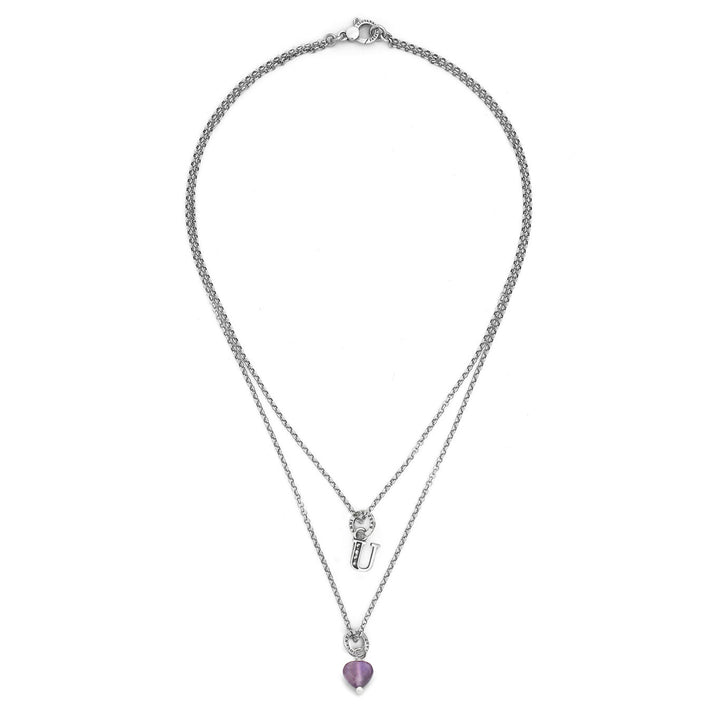 Giovanni Raspini ketting kostbaar geschenk letter u Ketting in 925 zilver, amethist en zirkonen X01474