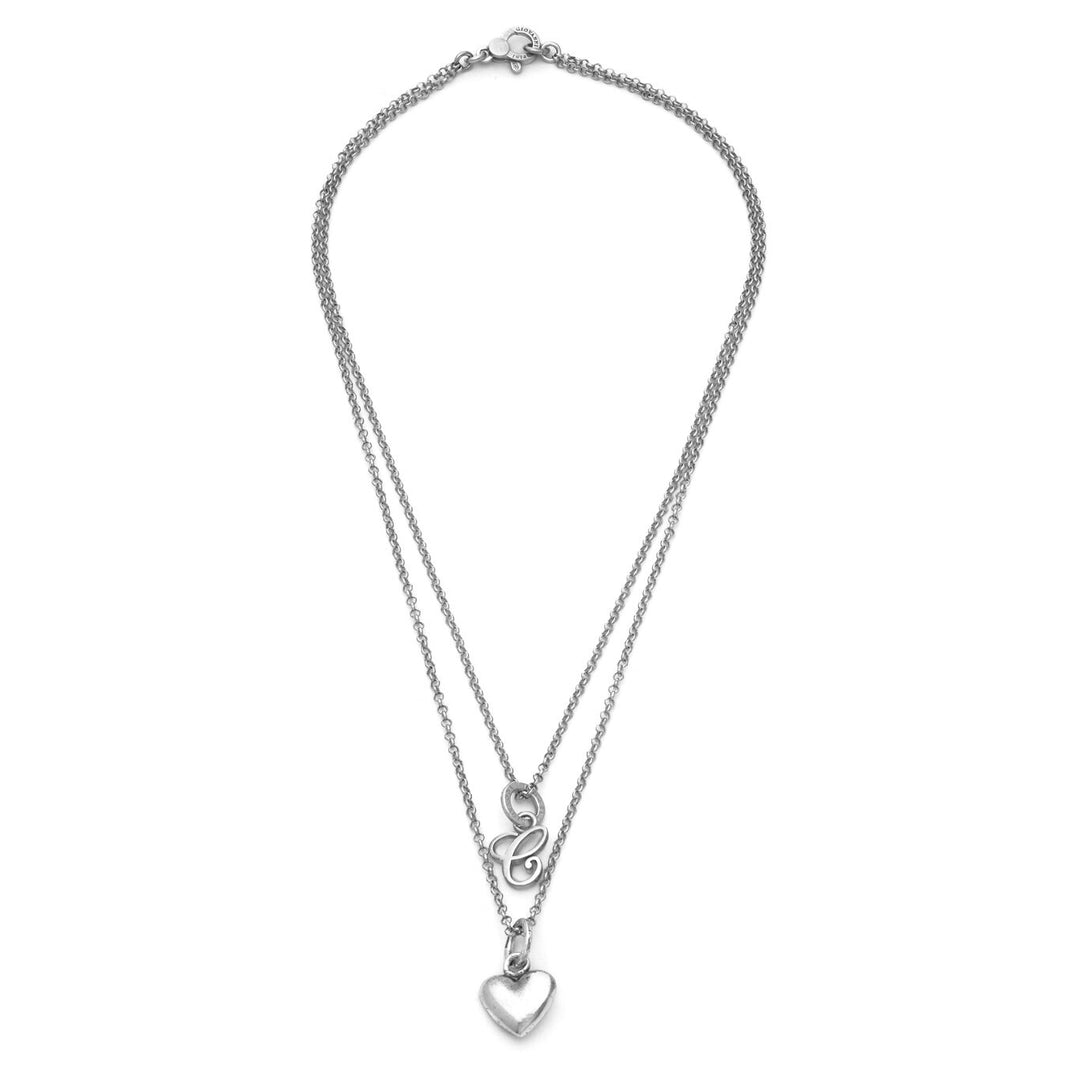 Giovanni Raspini sydän ja C-kirjain kaulakoru 925 hopea kaulakoru X01568