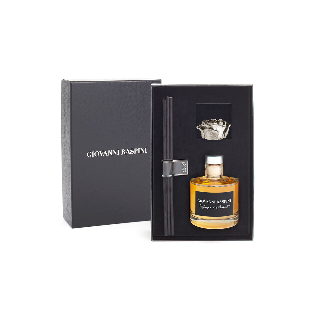 Giovanni Raspini Pink Diffuser - Iris Dust hjemmeduft med hvid bronze dekoration - XB0163