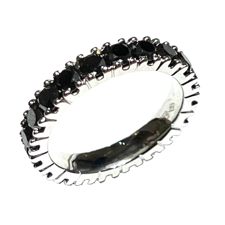 Pierścionek z 18-karatowego białego złota World Diamond Group z czarnymi diamentami 0031FG