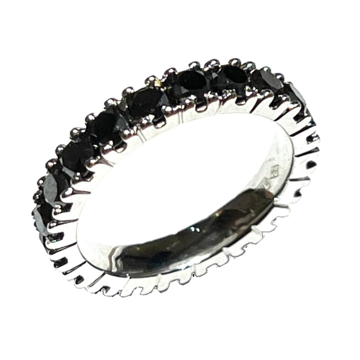 Pierścionek z 18-karatowego białego złota World Diamond Group z czarnymi diamentami 0031FG