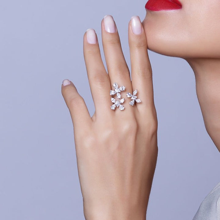 Anel Zydo com borboletas voadoras diamantes em ouro rosa 51904