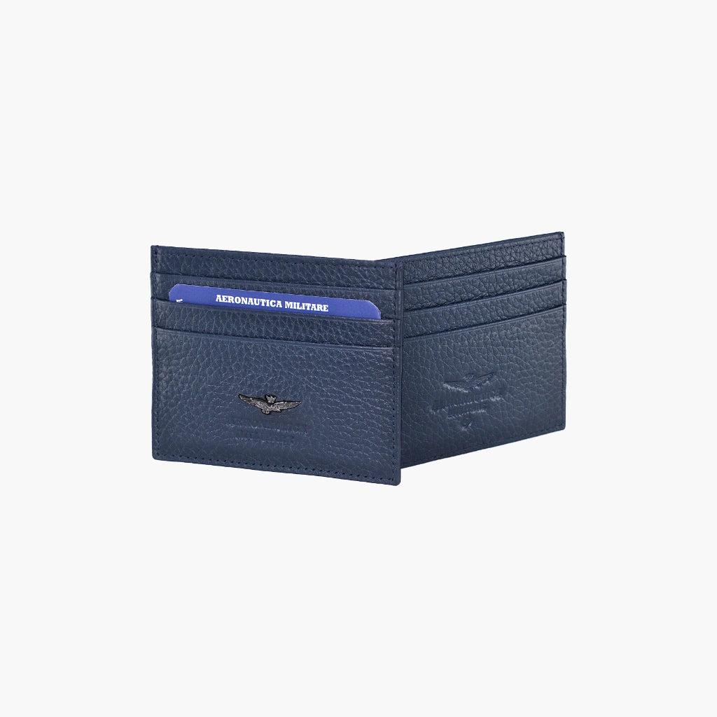 Aeronautica Militare Soft leather flat wallet AM188-BL