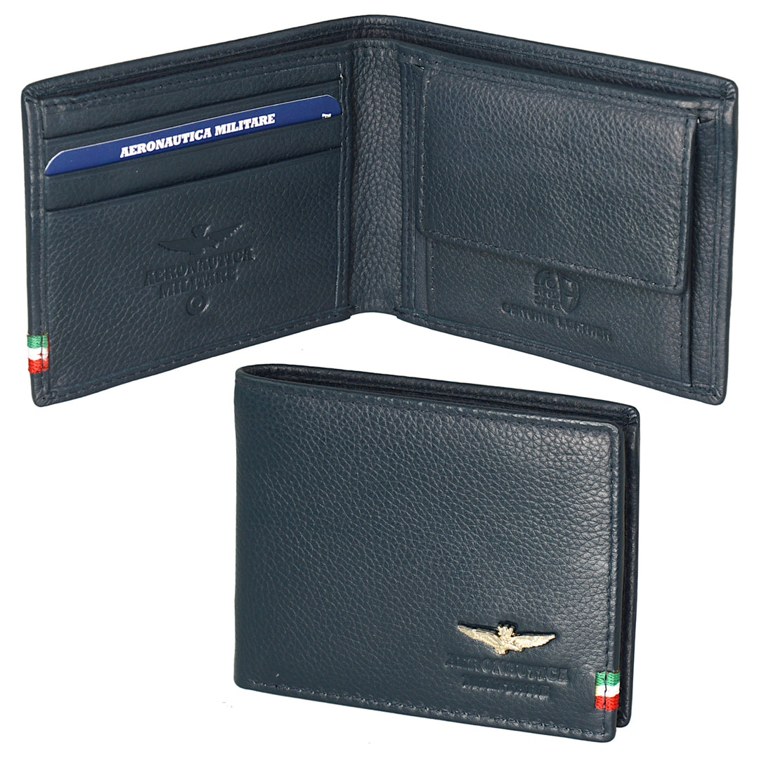 Aeronautica Militare Men's wallet for change in leather Flag line AM101-BL