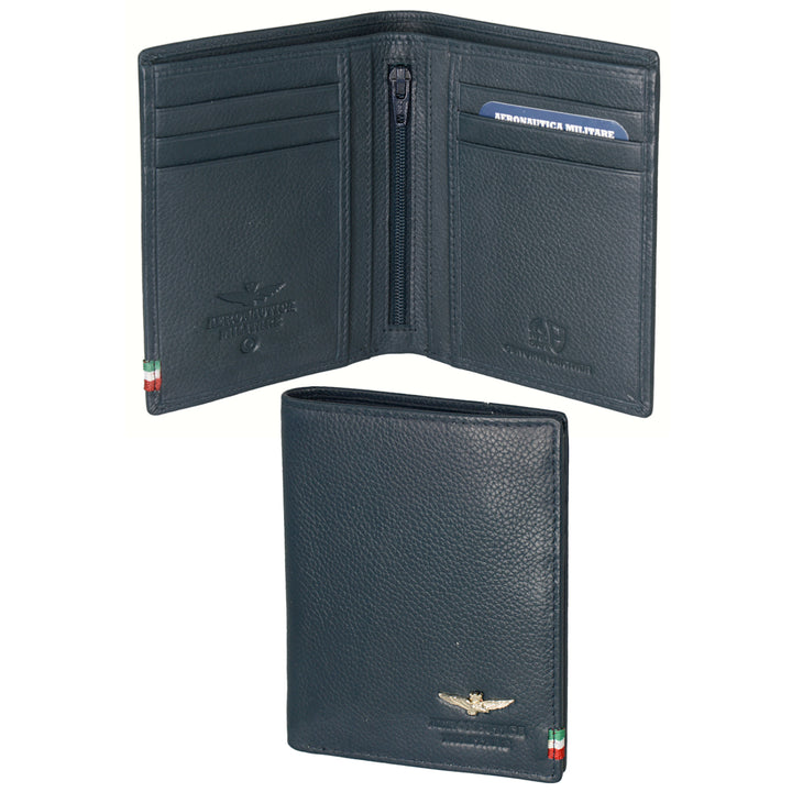 Aeronautica Militare Vertical Flag-Geldbörse mit Münzfach aus Leder AM105-BL
