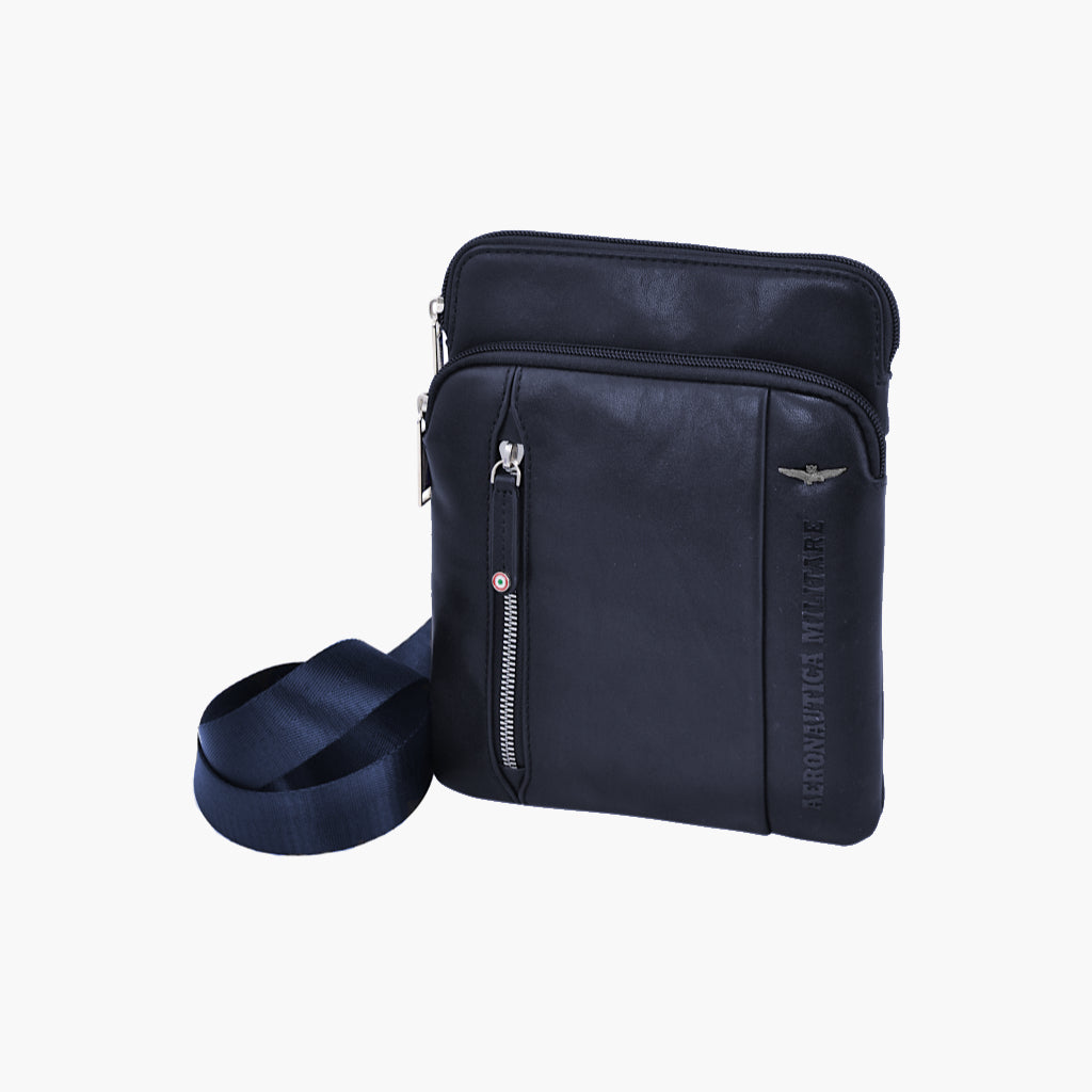 Aeronautica Militare Small leather shoulder bag Thunder line AM460-BL