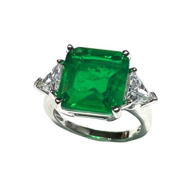 AP Coral ring Hollywood Diva Style 925 sølv rhodium finish quartz emerald AN641LS - Capodagli 1937