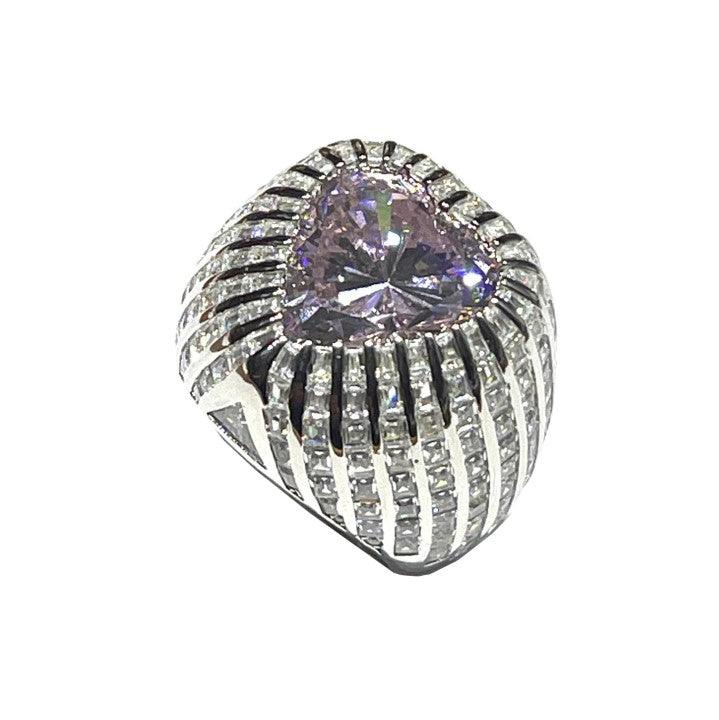 AP Coral ring Hollywood Diva Style Heart 925 sølv rhodium finish pink quartz AN79R - Capodagli 1937