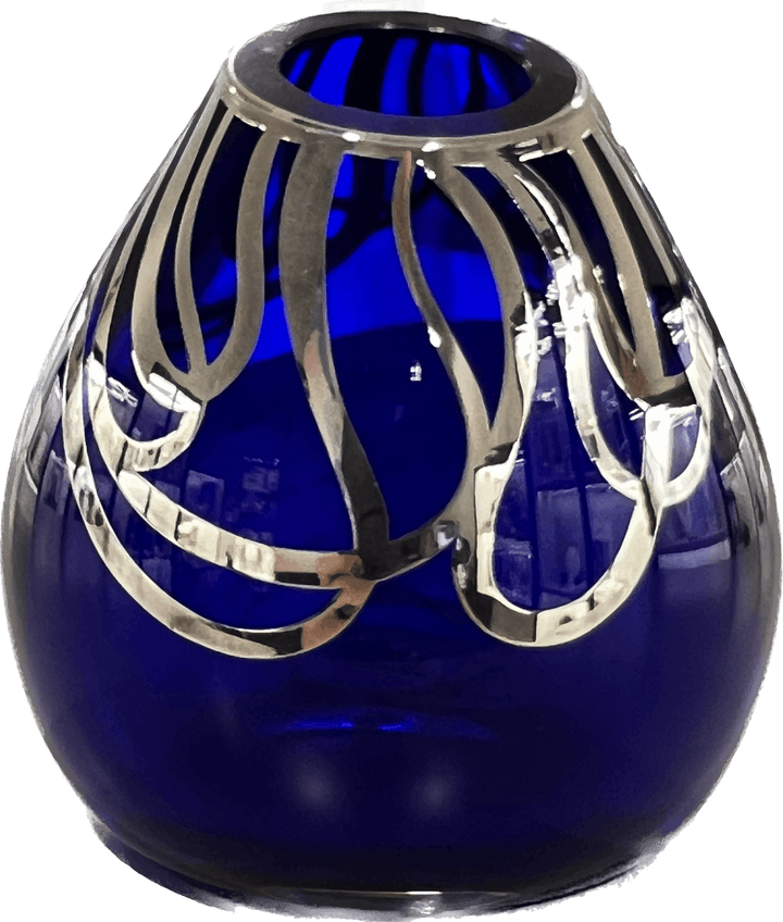 Argenti d'Arte vase Goccia blue blown glass silver decoration Goccia_Blu - Capodagli 1937