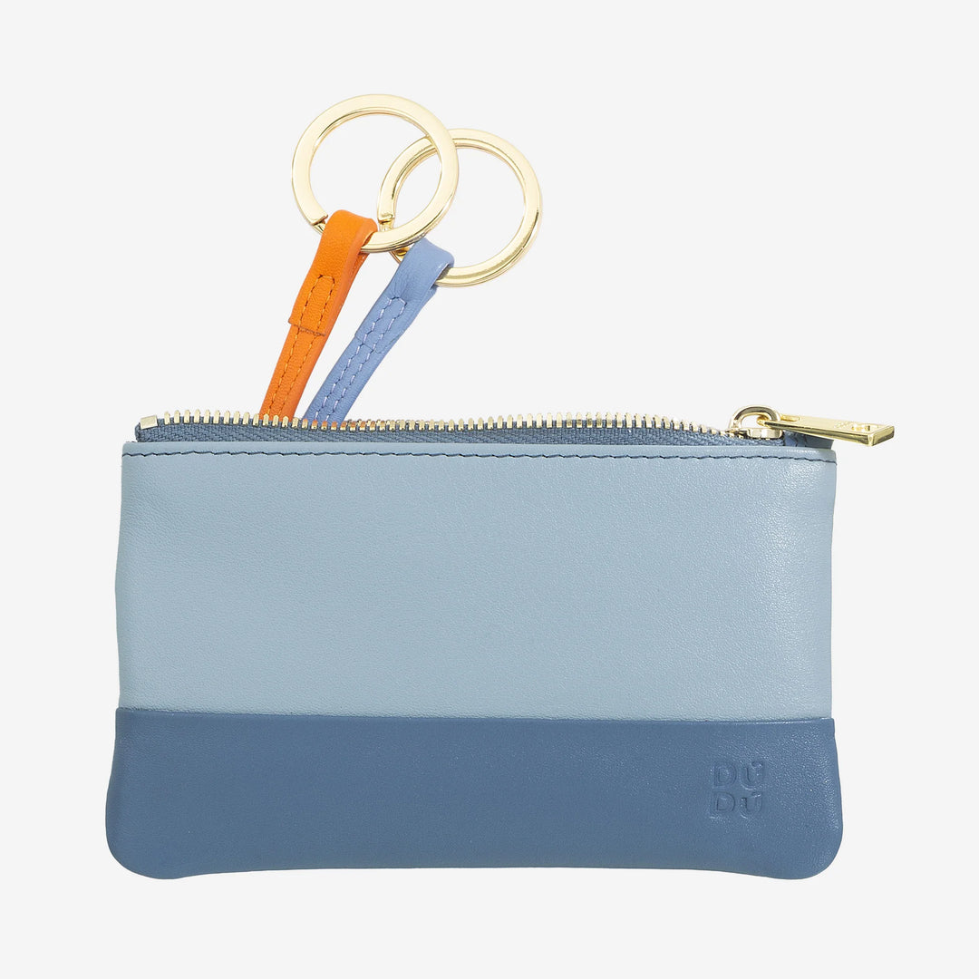 Porta-chaves de couro colorido DUDU para homens e mulheres, formato sachê com zíper