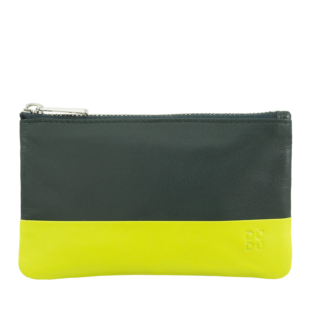 DUDU Barevné kožené pouzdro na klíče pro muže a ženy, formát sáčku se zipem