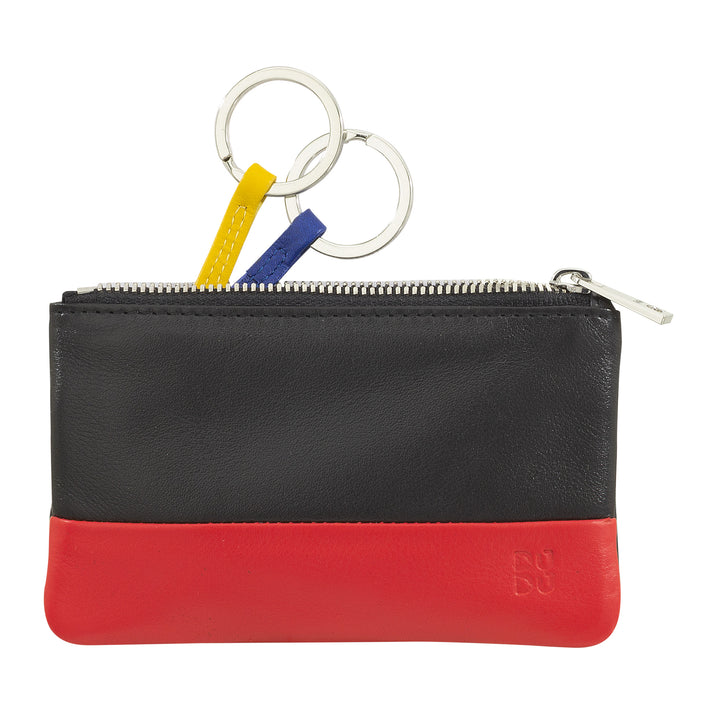 DUDU Barevné kožené pouzdro na klíče pro muže a ženy, formát sáčku se zipem