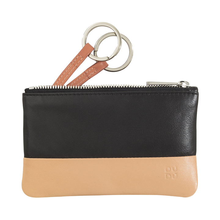 DUDU Husa chei din piele colorata pentru barbati si femei, format pliculet cu fermoar