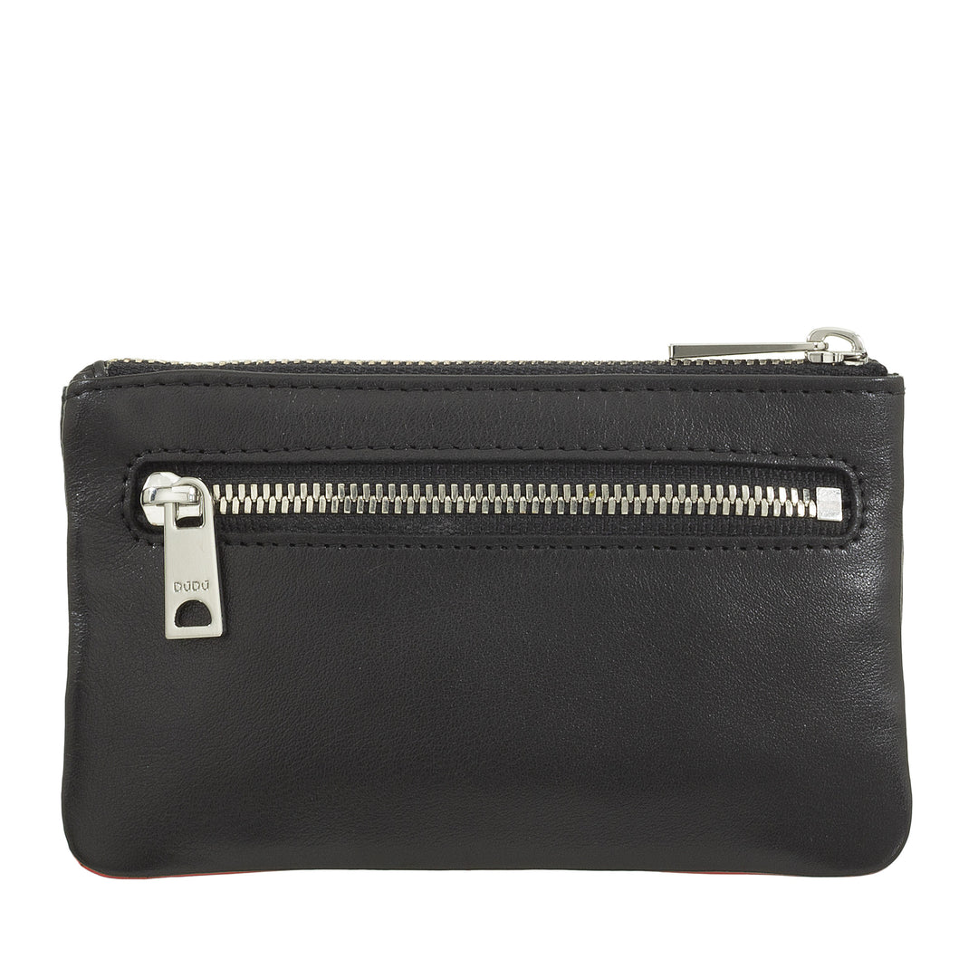 DUDU Barevné kožené pouzdro na klíče pro muže a ženy, formát sáčku se zipem