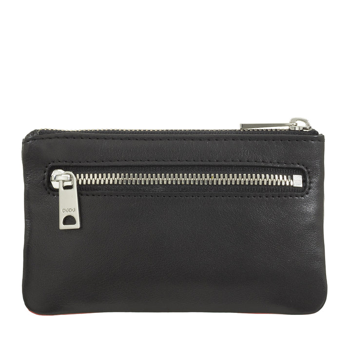 DUDU Barevné kožené pouzdro na klíče pro muže a ženy, formát sáčku se zipem