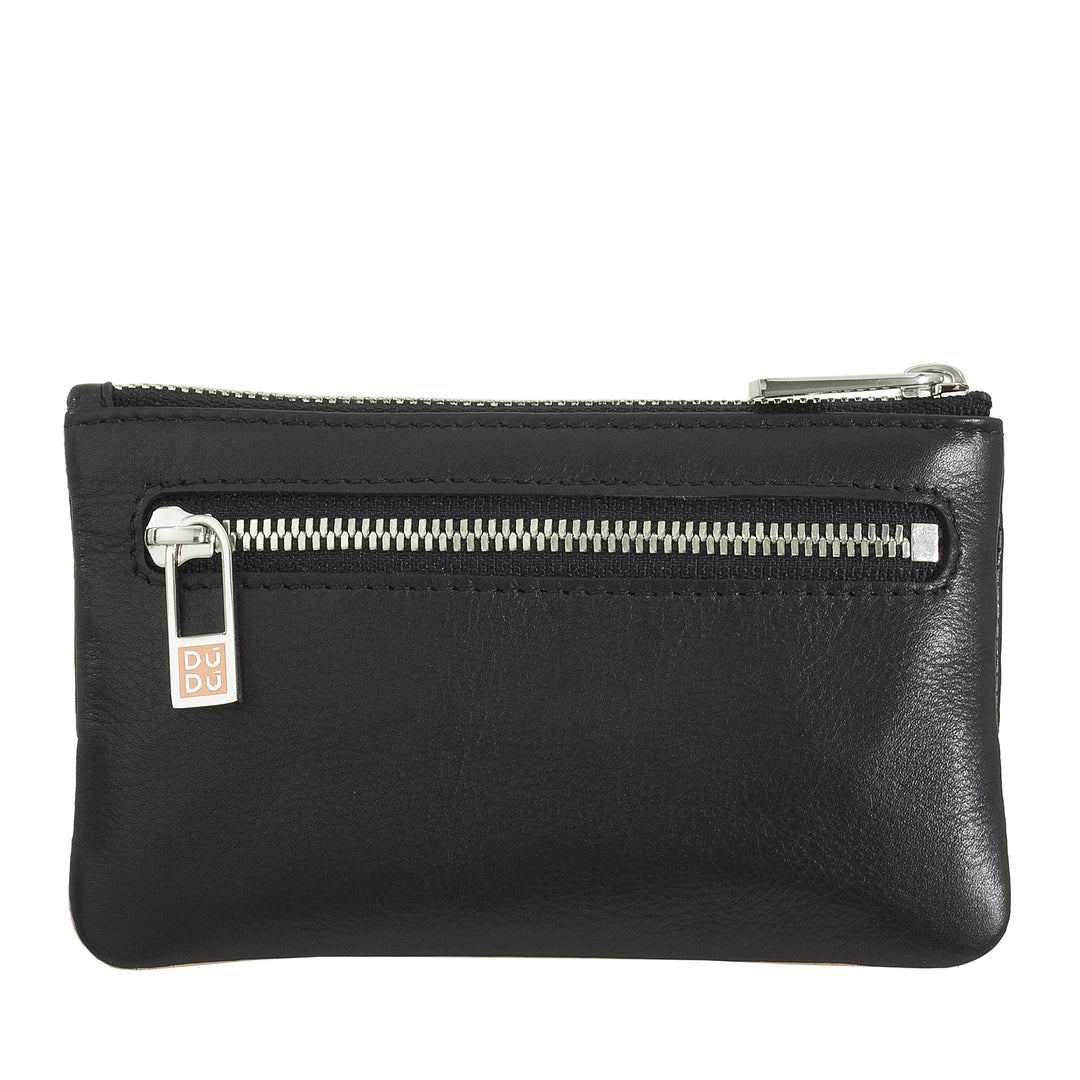 DUDU Husa chei din piele colorata pentru barbati si femei, format pliculet cu fermoar