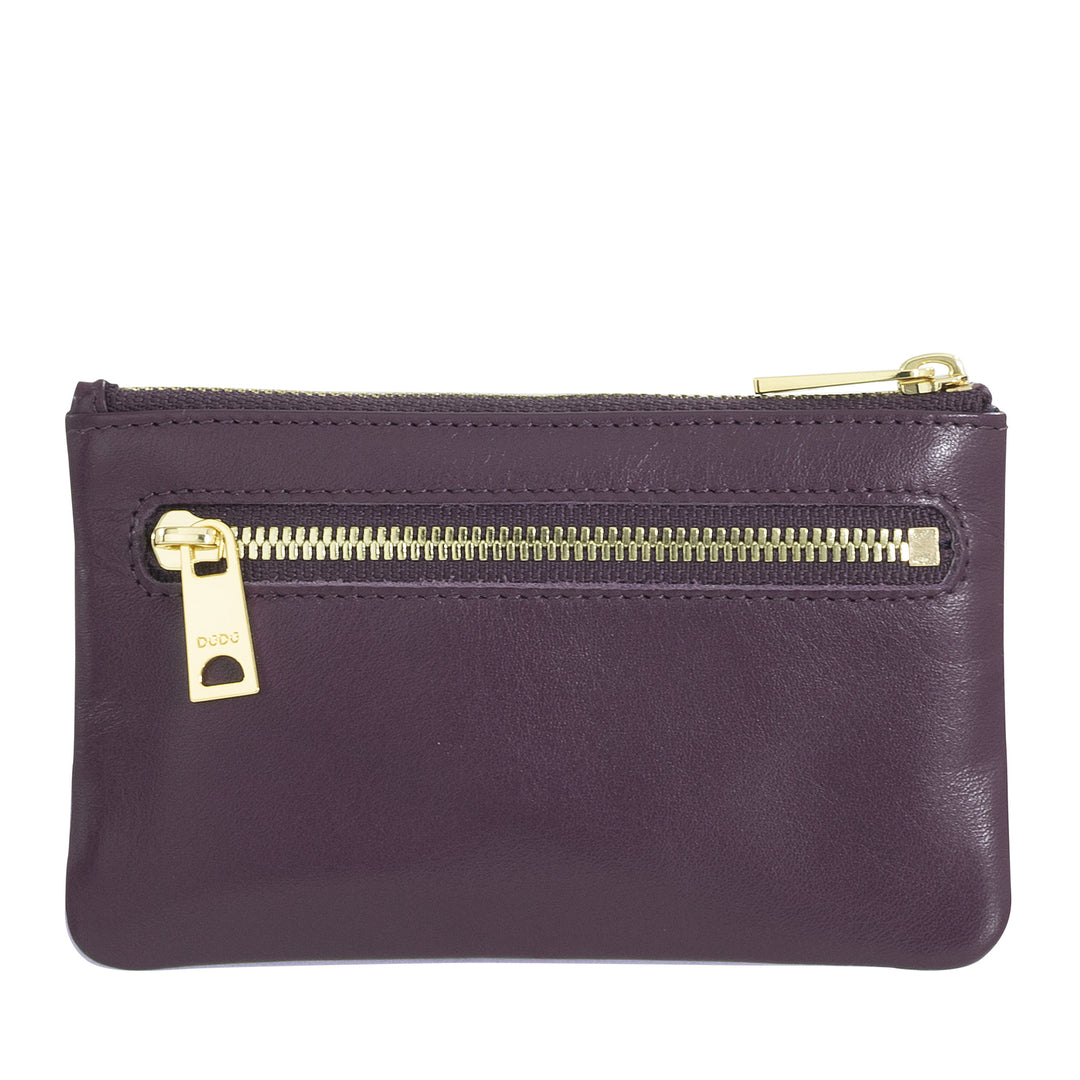 DUDU Gekleurd leren sleuteletui voor dames en heren, zakjeformaat met ritssluiting