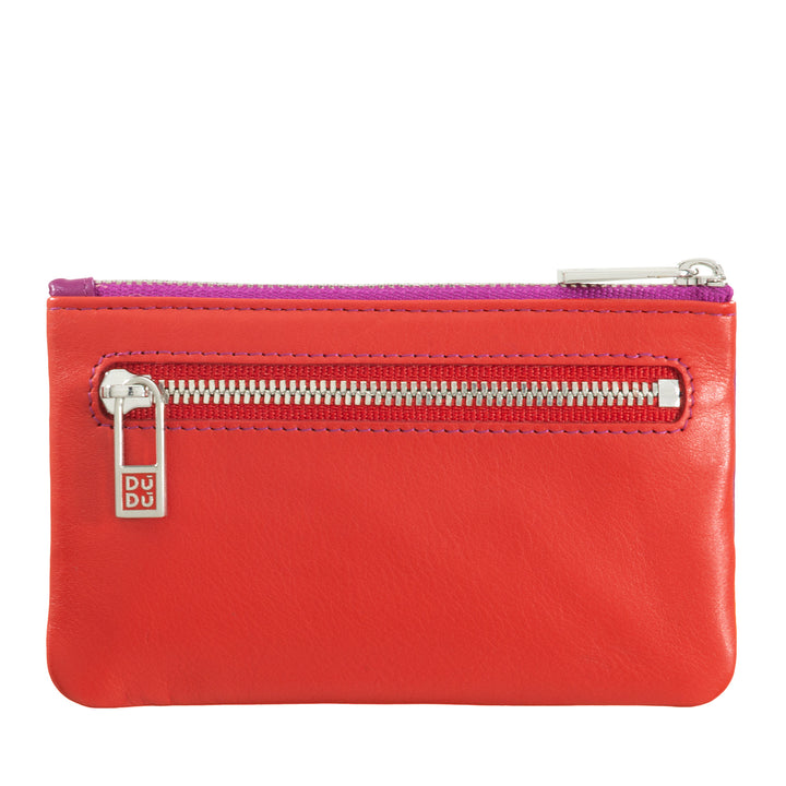 DUDU Nøgleetui i farvet læder til mænd og kvinder, poseformat med lynlås