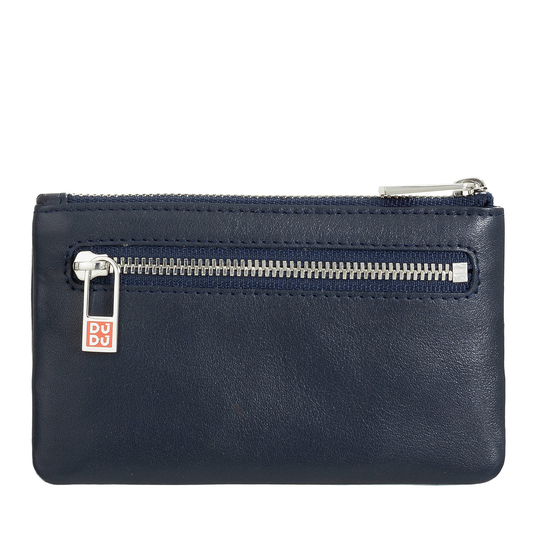 DUDU Husa chei din piele colorata pentru barbati si femei, format pliculet cu fermoar