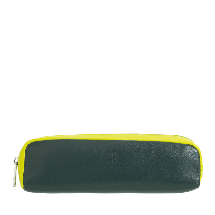 Husa pentru pixuri DUDU din piele multicolora, cu fermoar, pentru birou si scoala