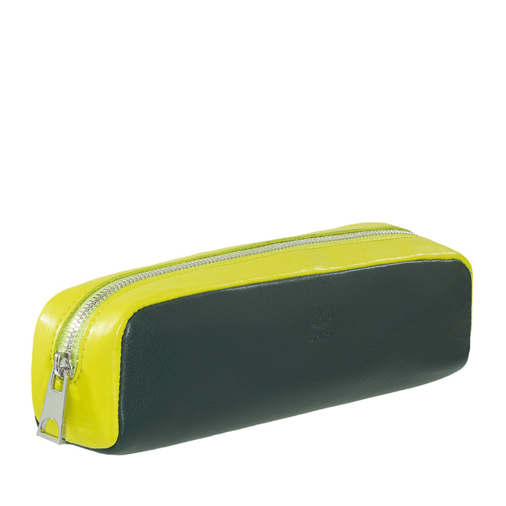 Husa pentru pixuri DUDU din piele multicolora, cu fermoar, pentru birou si scoala