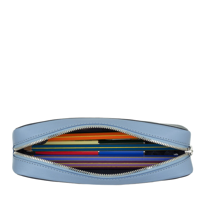 Estojo para caneta DUDU em porta-lápis de couro multicolorido com zíper para escritório e escola