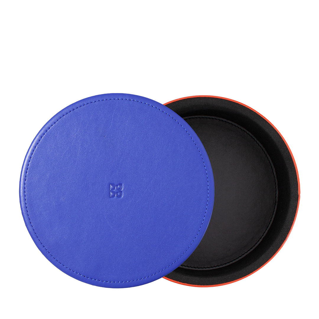 DUDU Designer læderkrukke til møbler, opbevaring med låg 10x10cm, vaffelholder Mønter Nøgler Sliksmykker