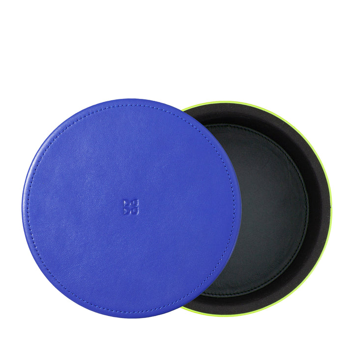 DUDU Designerski skórzany słoik na meble, przechowywanie z pokrywką 10x10cm, uchwyt na gofry, monety, klucze, słodycze, biżuteria