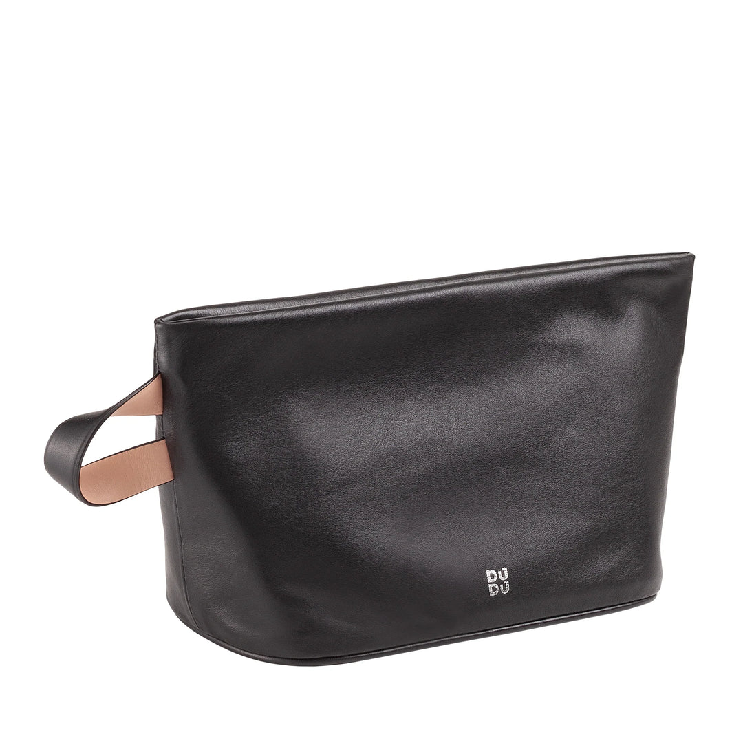 DUDU Beauty Case Donna Uomo in Pelle con Cerniera Zip, Borsa da Toilette Grande Colori Vivaci, Ideale per Viaggi, Palestra, Terme, Interno Idrorepellente