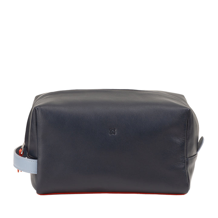 Δερμάτινη θήκη ομορφιάς DUDU για άνδρες και γυναίκες - Κομψή τσάντα καλλυντικών ταξιδιού, μίνιμαλ σχεδιασμό, πραγματικό δέρμα, συμπαγής τσάντα καλλωπισμού για αξεσουάρ και καλλυντικά