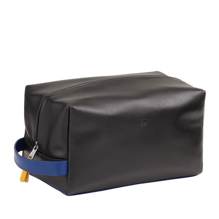 DUDU Beauty Case in Pelle Uomo Donna – Trousse da Viaggio Elegante, Design Minimal, Vera Pelle, Borsa Toilette Compatta per Accessori e Cosmetici