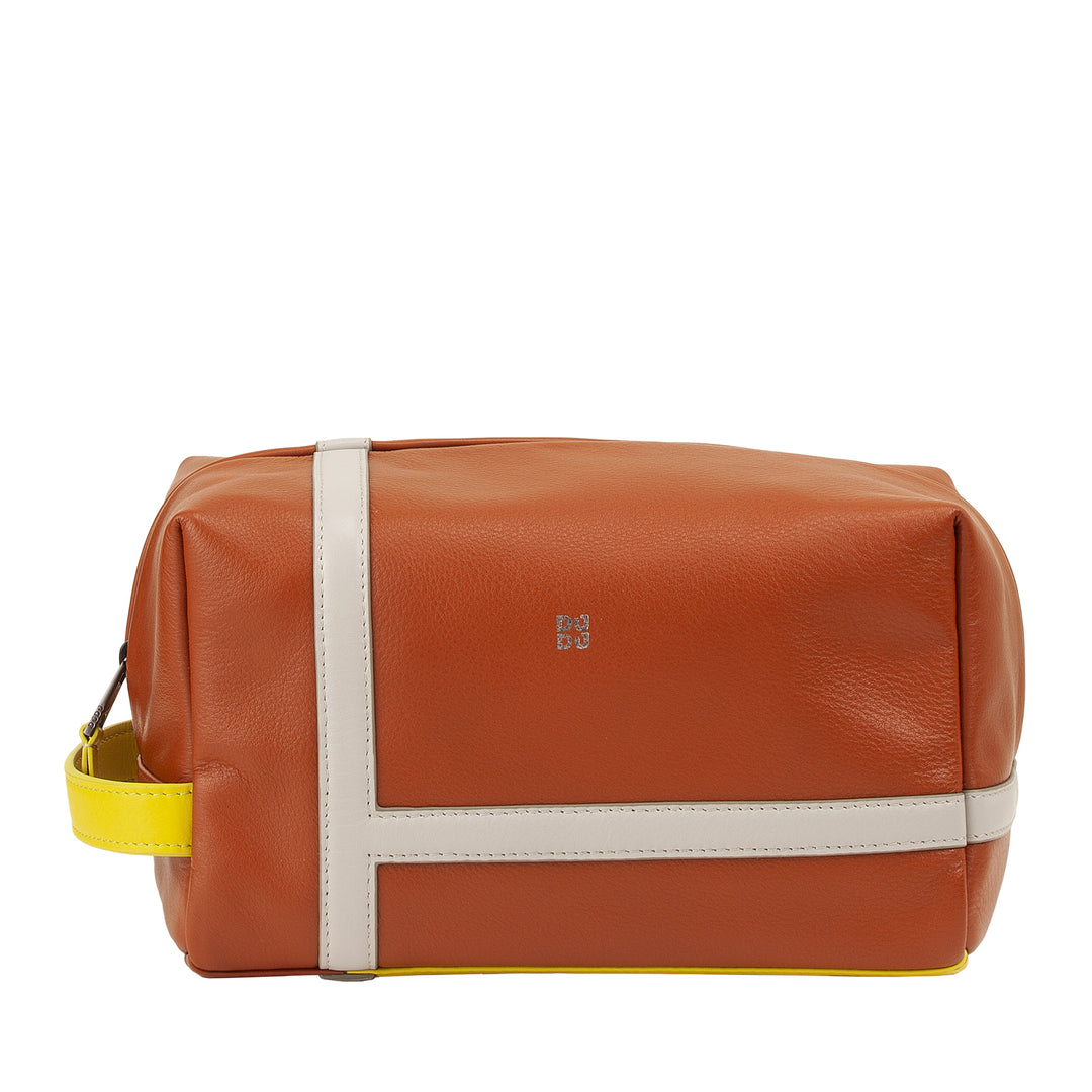 Ανδρική και γυναικεία δερμάτινη θήκη ομορφιάς DUDU με φερμουάρ - Σχέδιο εμπνευσμένο από το τένις με πλαϊνή λαβή για ταξίδια, γυμναστήριο και καθημερινή χρήση