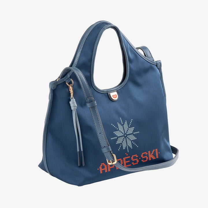 DUDU skuldertaske til kvinder i nylon og læder afterski - letvægts shopper mellemstørrelse med justerbar skulderrem og magnetisk lukning, sporty chic design