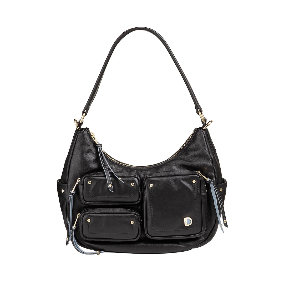 DUDU Borsa a Spalla Donna in Pelle con Tracolla Removibile, Capiente ed Elegante - Hobo Bag con Tasche Multiple, Borsa a Banana con Cerniera