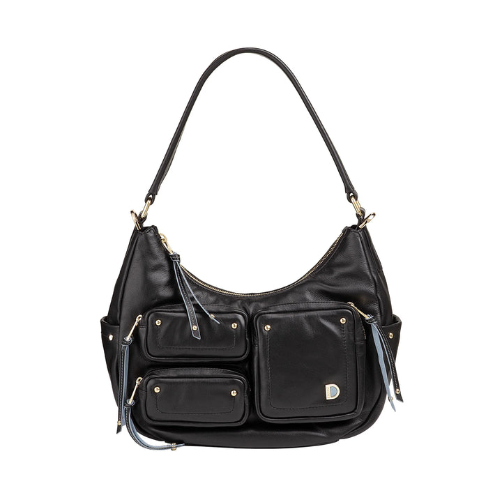 DUDU Borsa a Spalla Donna in Pelle con Tracolla Removibile, Capiente ed Elegante - Hobo Bag con Tasche Multiple, Borsa a Banana con Cerniera