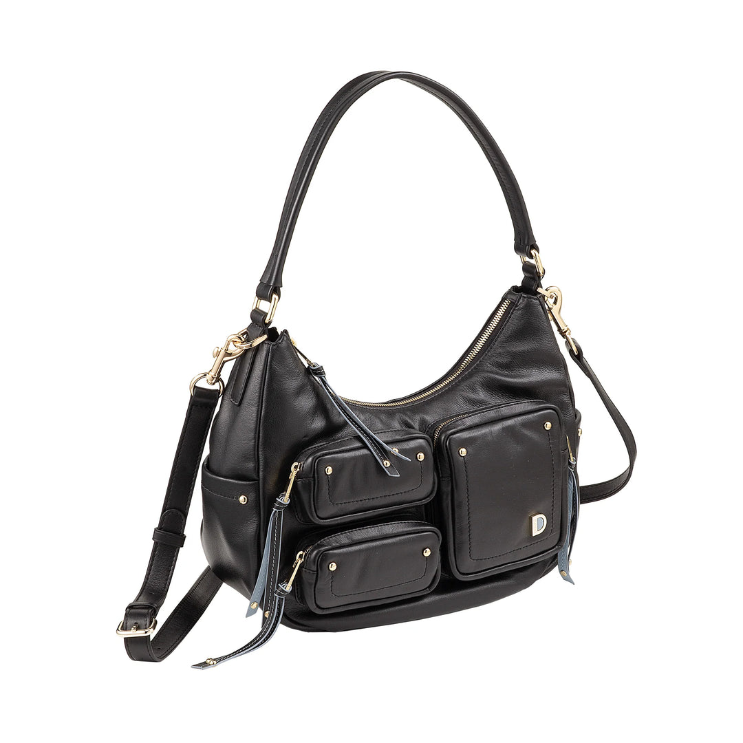 DUDU Borsa a Spalla Donna in Pelle con Tracolla Removibile, Capiente ed Elegante - Hobo Bag con Tasche Multiple, Borsa a Banana con Cerniera