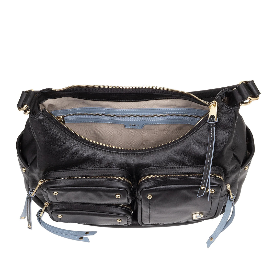 DUDU Borsa a Spalla Donna in Pelle con Tracolla Removibile, Capiente ed Elegante - Hobo Bag con Tasche Multiple, Borsa a Banana con Cerniera