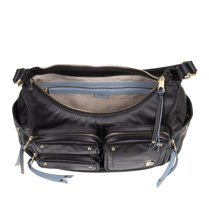 DUDU Borsa a Spalla Donna in Pelle con Tracolla Removibile, Capiente ed Elegante - Hobo Bag con Tasche Multiple, Borsa a Banana con Cerniera