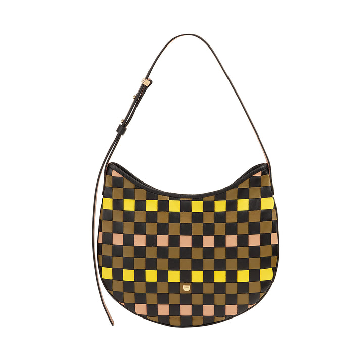 DUDU Borsa a Spalla Donna in Vera Pelle Intrecciata – Elegante Borsa Hobo con Tracolla Regolabile e Cerniera Zip, Design Artigianale, Capiente e Versatile