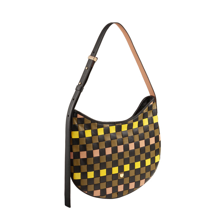 DUDU Borsa a Spalla Donna in Vera Pelle Intrecciata – Elegante Borsa Hobo con Tracolla Regolabile e Cerniera Zip, Design Artigianale, Capiente e Versatile