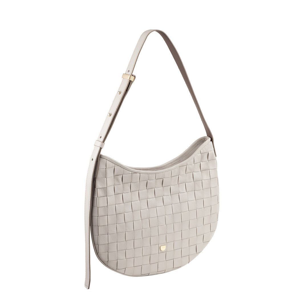 DUDU Borsa a Spalla Donna in Vera Pelle Intrecciata – Elegante Borsa Hobo con Tracolla Regolabile e Cerniera Zip, Design Artigianale, Capiente e Versatile