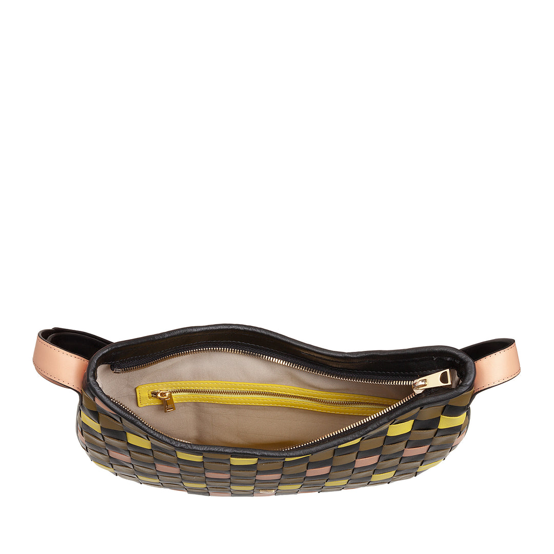 DUDU Borsa a Spalla Donna in Vera Pelle Intrecciata – Elegante Borsa Hobo con Tracolla Regolabile e Cerniera Zip, Design Artigianale, Capiente e Versatile