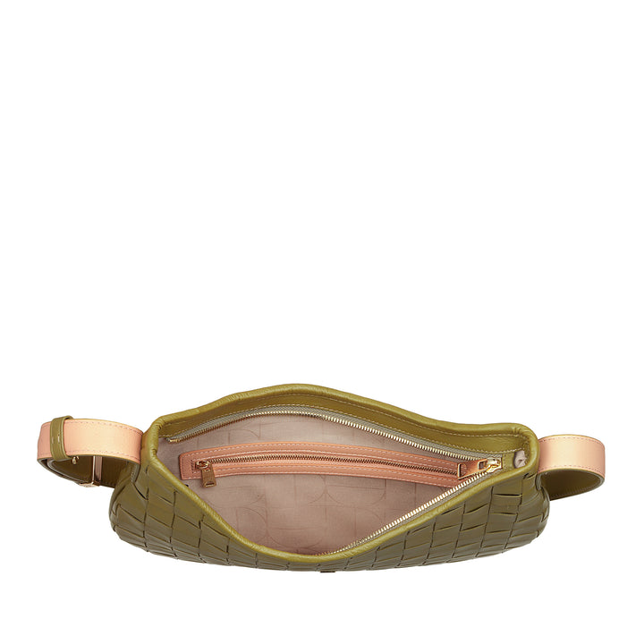 Bolsa de ombro feminina DUDU em couro tecido genuíno – Bolsa Hobo elegante com alça de ombro ajustável e zíper, design artesanal, espaçosa e versátil