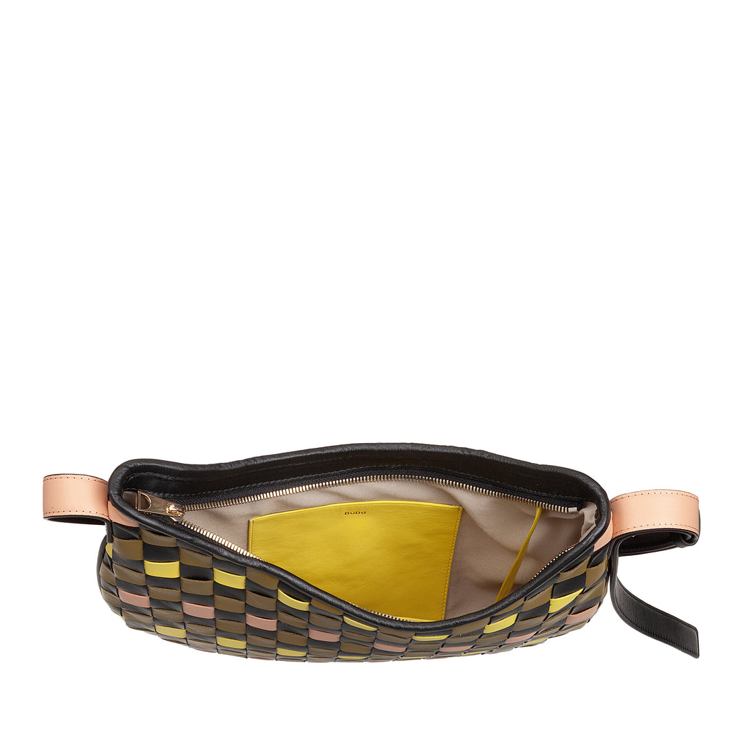 DUDU Borsa a Spalla Donna in Vera Pelle Intrecciata – Elegante Borsa Hobo con Tracolla Regolabile e Cerniera Zip, Design Artigianale, Capiente e Versatile