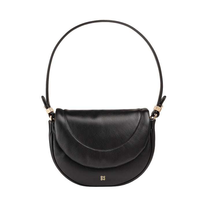 DUDU Women's Shoulder Crossbody Bag in Quilted Leather, Small Elegant Padded Handbag with Flap, Removable Shoulder Strap and Shoulder Strap