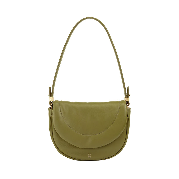 DUDU Women's Shoulder Crossbody Bag in Quilted Leather, Small Elegant Padded Handbag with Flap, Removable Shoulder Strap and Shoulder Strap