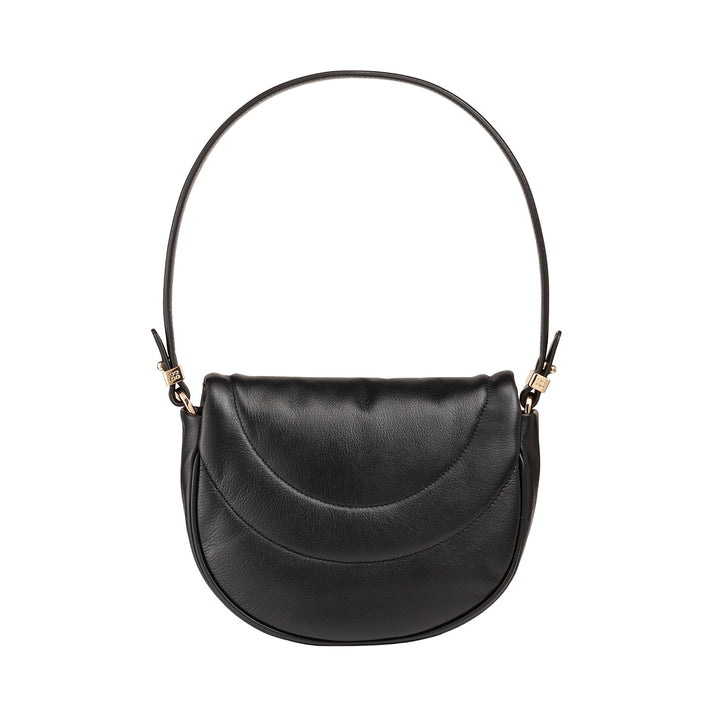 DUDU Women's Shoulder Crossbody Bag in Quilted Leather, Small Elegant Padded Handbag with Flap, Removable Shoulder Strap and Shoulder Strap