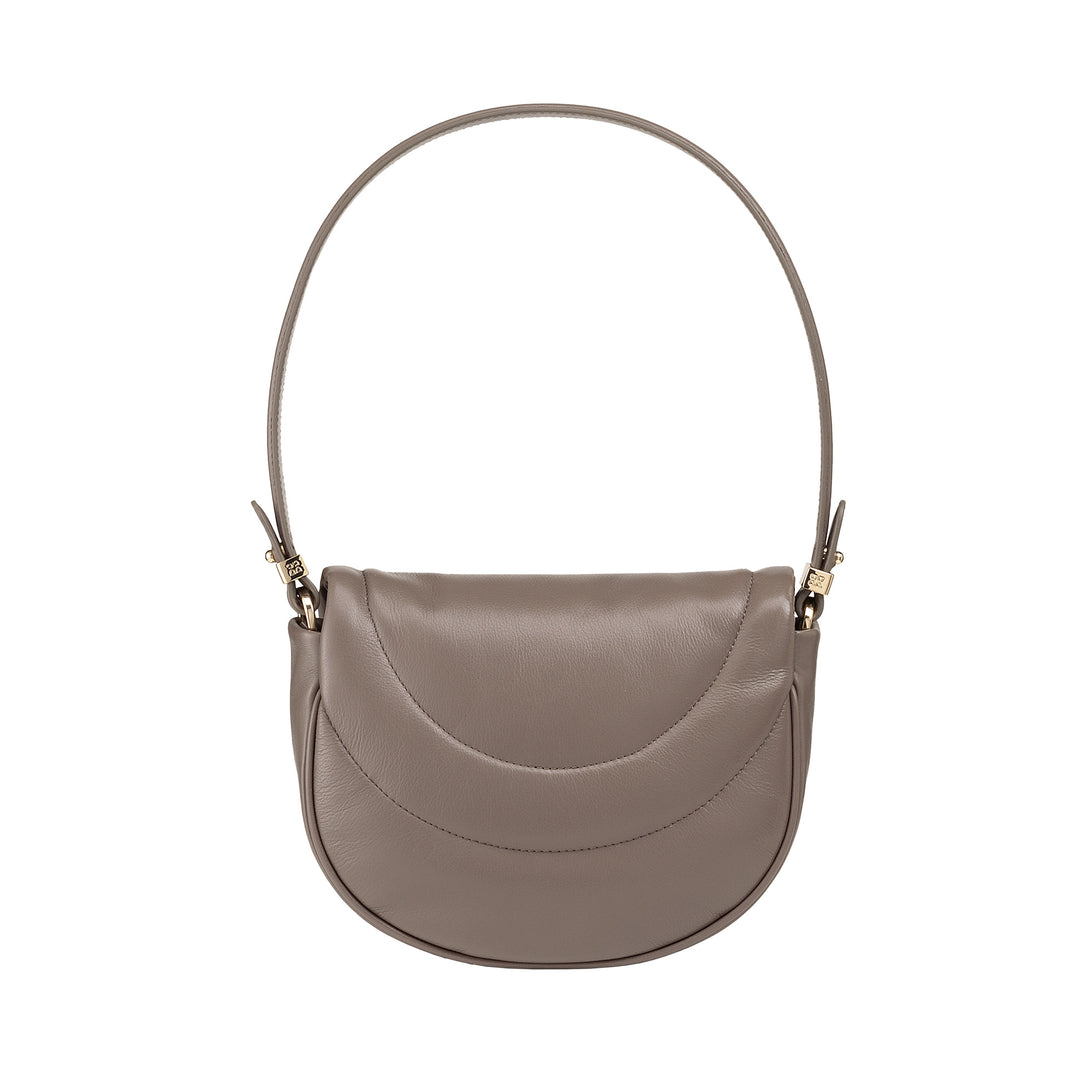 DUDU Women's Shoulder Crossbody Bag in Quilted Leather, Small Elegant Padded Handbag with Flap, Removable Shoulder Strap and Shoulder Strap